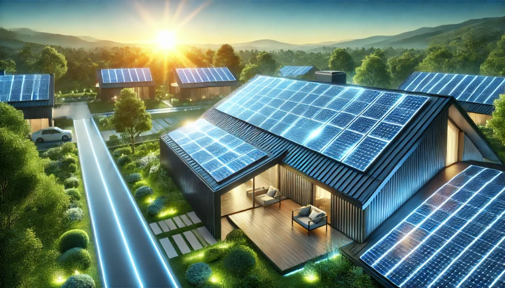futuristic home with sleek solar shingles designed for maximum energy efficiency in 2025