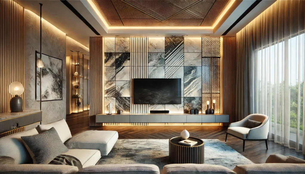 50+ Stunning TV Wall Tile Designs to Elevate Your Living Room 3 tv-wall-tile-designs