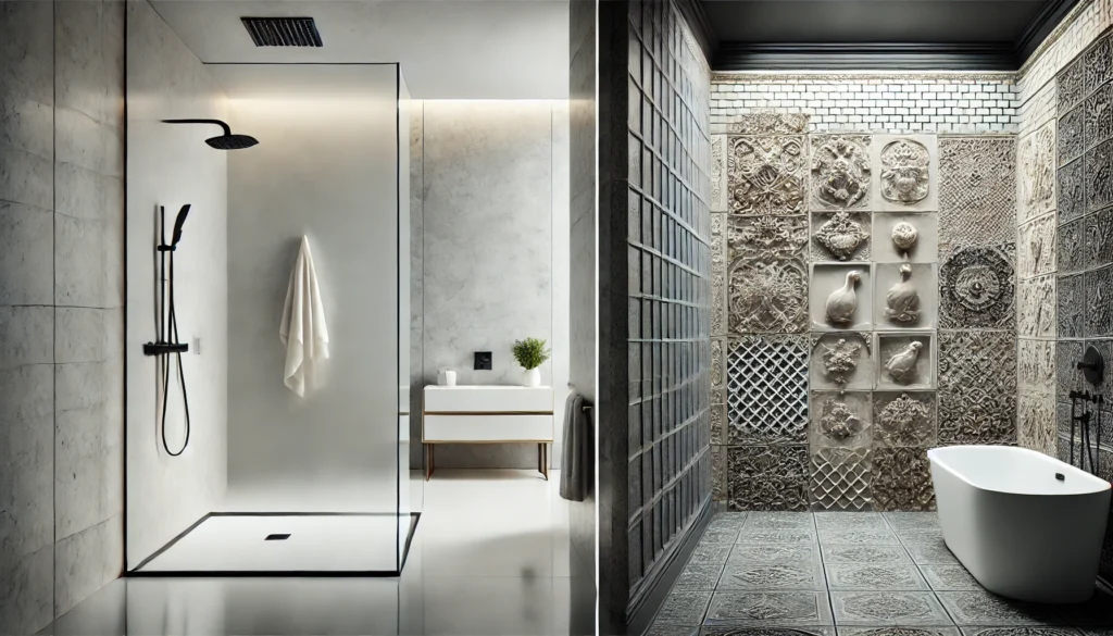acrylic shower walls and tile shower walls