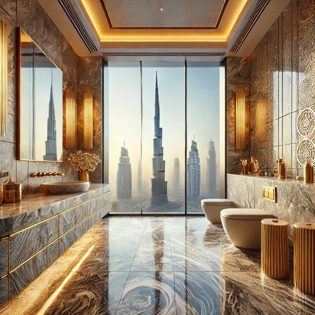 luxury bathroom tiles in Dubai with high-end tiles