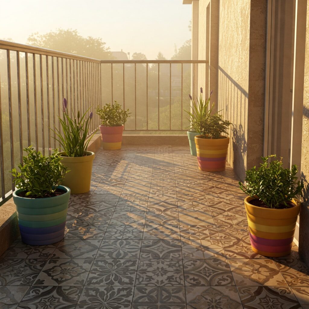 11 Unique Balcony Tile Ideas You’ll Wish You Tried Sooner 7 bunglow-balcony-tile-designs