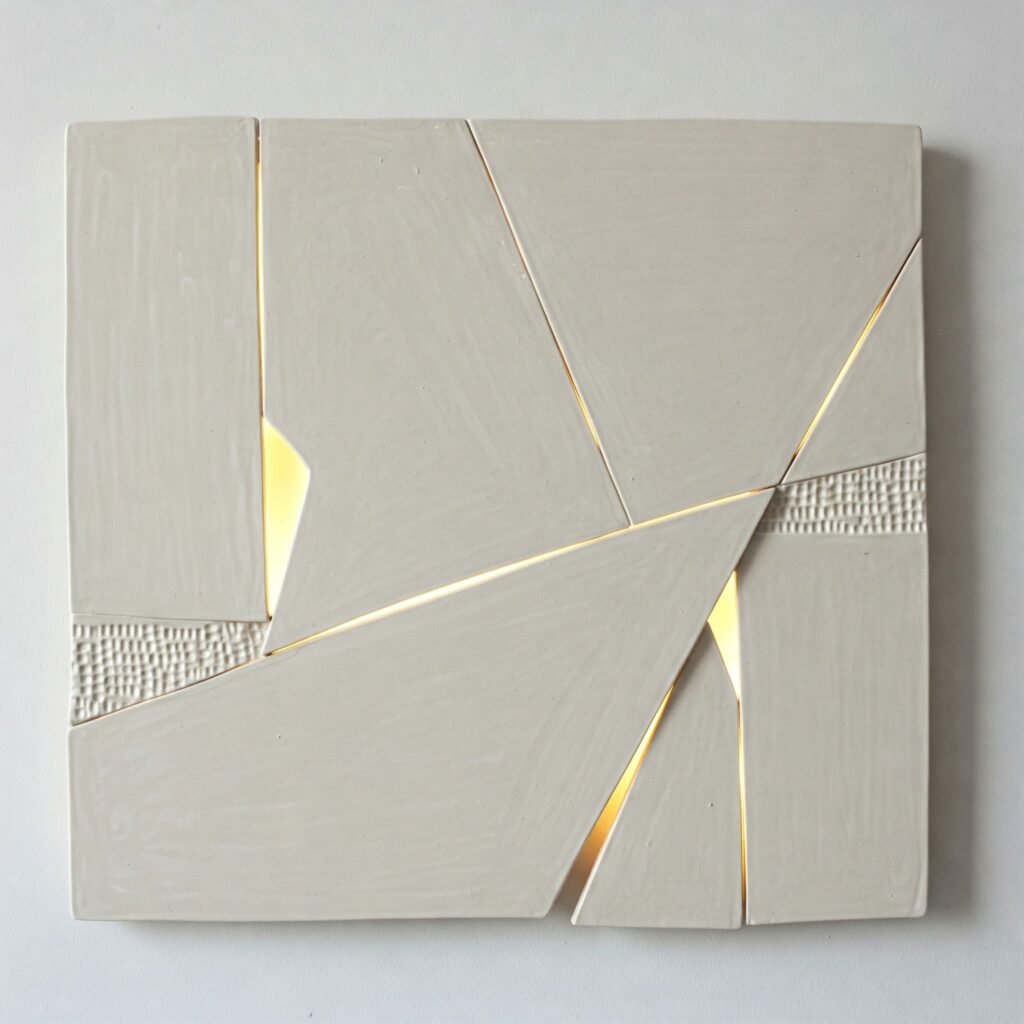 10 Stunning Ceramic Wall Art Ideas to Transform Your Space 7 white-gold-ceramic-wall-art