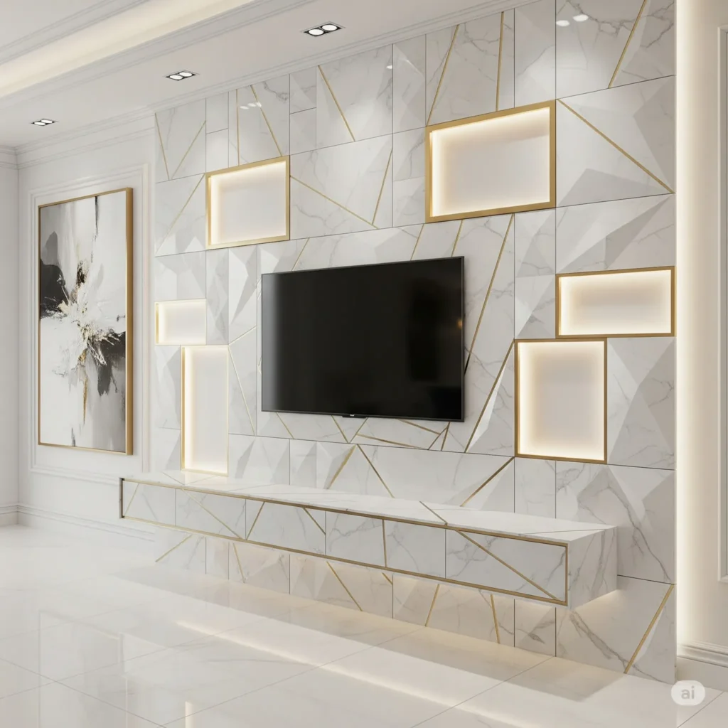 Modern TV Wall Tiles Design: The Ultimate Guide to Breathtaking Media Walls 12 3d-tiles-for-bedroom